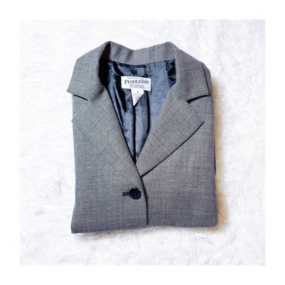 Pendleton 3 Button Blazer Houndstooth Print SZ8 - Picture 1 of 9